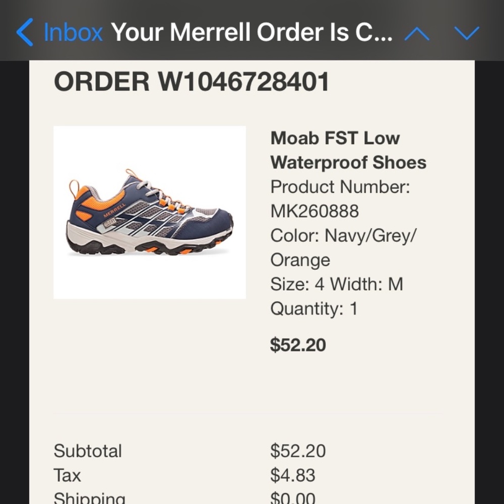 Kids Merrell waterproof hiking shoes